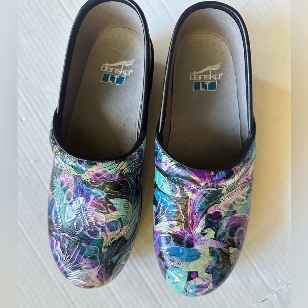 Dansko LT PRO Tooled Watercolor Leather Women's Clogs Size‎ 40 - Picture 2 of 10